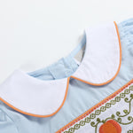 Light Blue Pumpkin Vine Smocked Dress and Bloomers - Lil Cactus