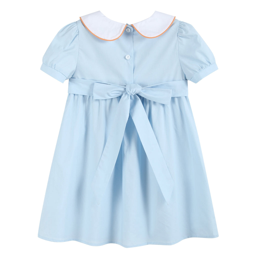 Light Blue Pumpkin Vine Smocked Dress - Lil Cactus