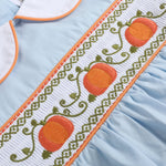 Light Blue Pumpkin Vine Smocked Dress - Lil Cactus
