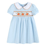 Light Blue Pumpkin Vine Smocked Dress - Lil Cactus