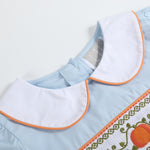 Light Blue Pumpkin Vine Smocked Dress - Lil Cactus
