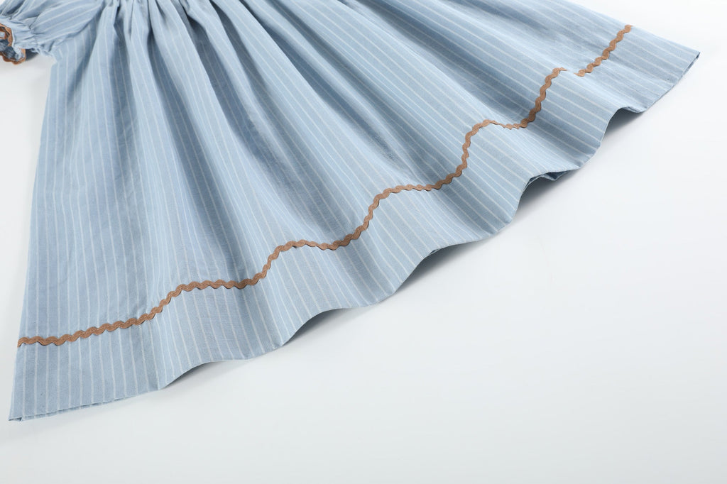 Light Blue Puppy Smocked Bishop Dress - Lil Cactus