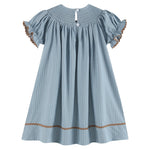 Light Blue Puppy Smocked Bishop Dress - Lil Cactus