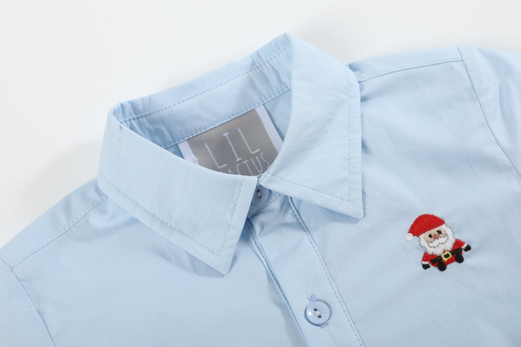 Light Blue Santa Dress Shirt - Lil Cactus