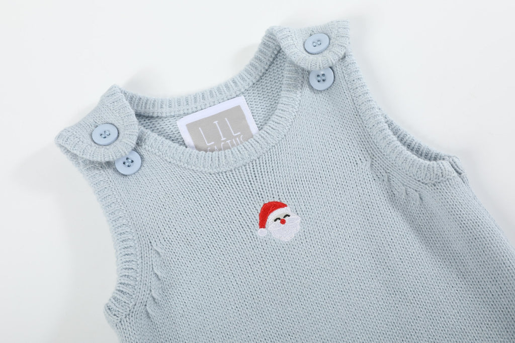 Light Blue Santa Knit Romper - Lil Cactus