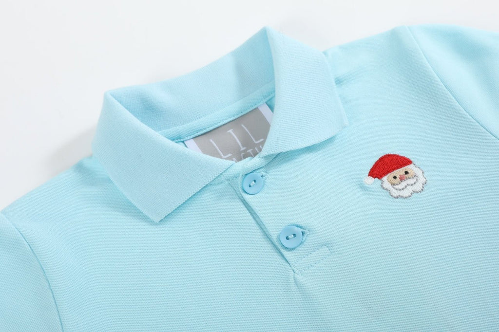 Light Blue Santa Polo Shirt - Lil Cactus