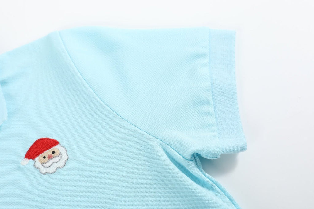 Light Blue Santa Polo Shirt - Lil Cactus
