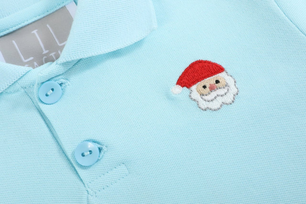 Light Blue Santa Polo Shirt - Lil Cactus