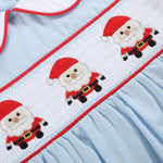 Light Blue Santa Smocked Dress and Bloomers - Lil Cactus