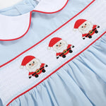 Light Blue Santa Smocked Dress - Lil Cactus