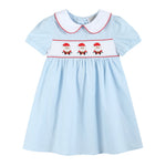 Light Blue Santa Smocked Dress - Lil Cactus