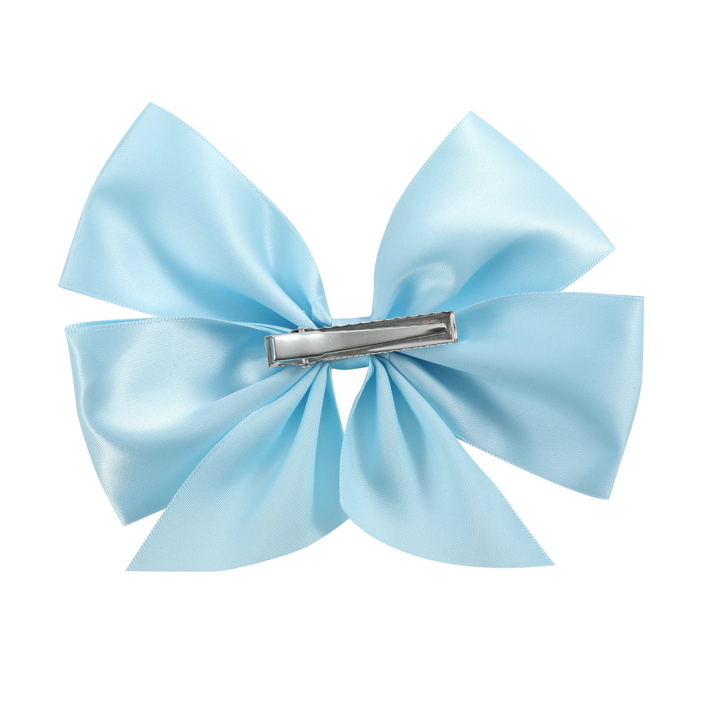Light Blue Satin Large Bow Hair Clip - Lil Cactus