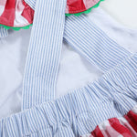 Light Blue Seersucker and Gingham Watermelon Ruffle Romper - Lil Cactus