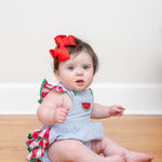 Light Blue Seersucker and Gingham Watermelon Ruffle Romper - Lil Cactus