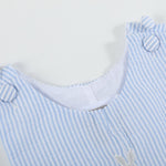 Light Blue Seersucker Easter Bunny Overalls - Lil Cactus