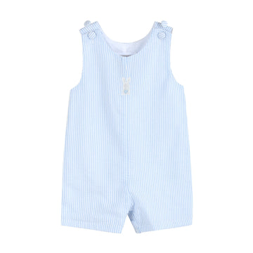 Light Blue Seersucker Easter Bunny Overalls - Lil Cactus