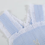 Light Blue Seersucker Easter Bunny Ruffle Romper - Lil Cactus