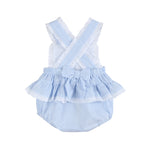 Light Blue Seersucker Easter Bunny Ruffle Romper - Lil Cactus
