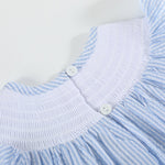 Light Blue Seersucker Easter Bunny Smocked Bishop Dress - Lil Cactus