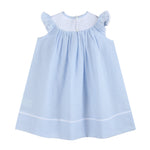 Light Blue Seersucker Easter Bunny Smocked Bishop Dress - Lil Cactus