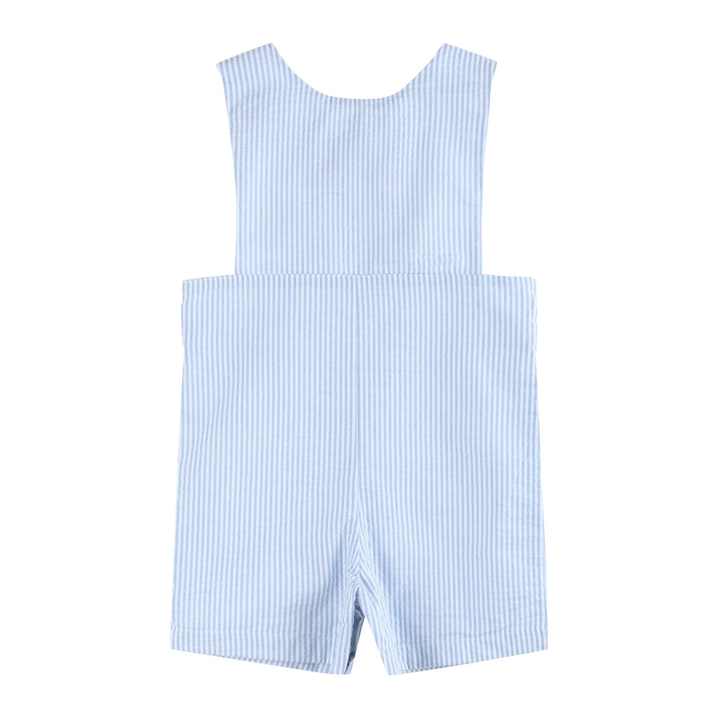 Light Blue Seersucker Lil Brother Smocked Jon Jons - Lil Cactus