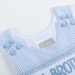 Light Blue Seersucker Lil Brother Smocked Jon Jons - Lil Cactus