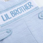 Light Blue Seersucker Lil Brother Smocked Jon Jons - Lil Cactus