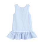 Light Blue Seersucker Pom Pom Bunny Swing Dress - Lil Cactus