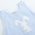 Light Blue Seersucker Pom Pom Bunny Swing Dress - Lil Cactus