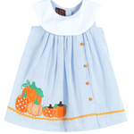 Light Blue Seersucker Pumpkin Yoke Dress - Lil Cactus