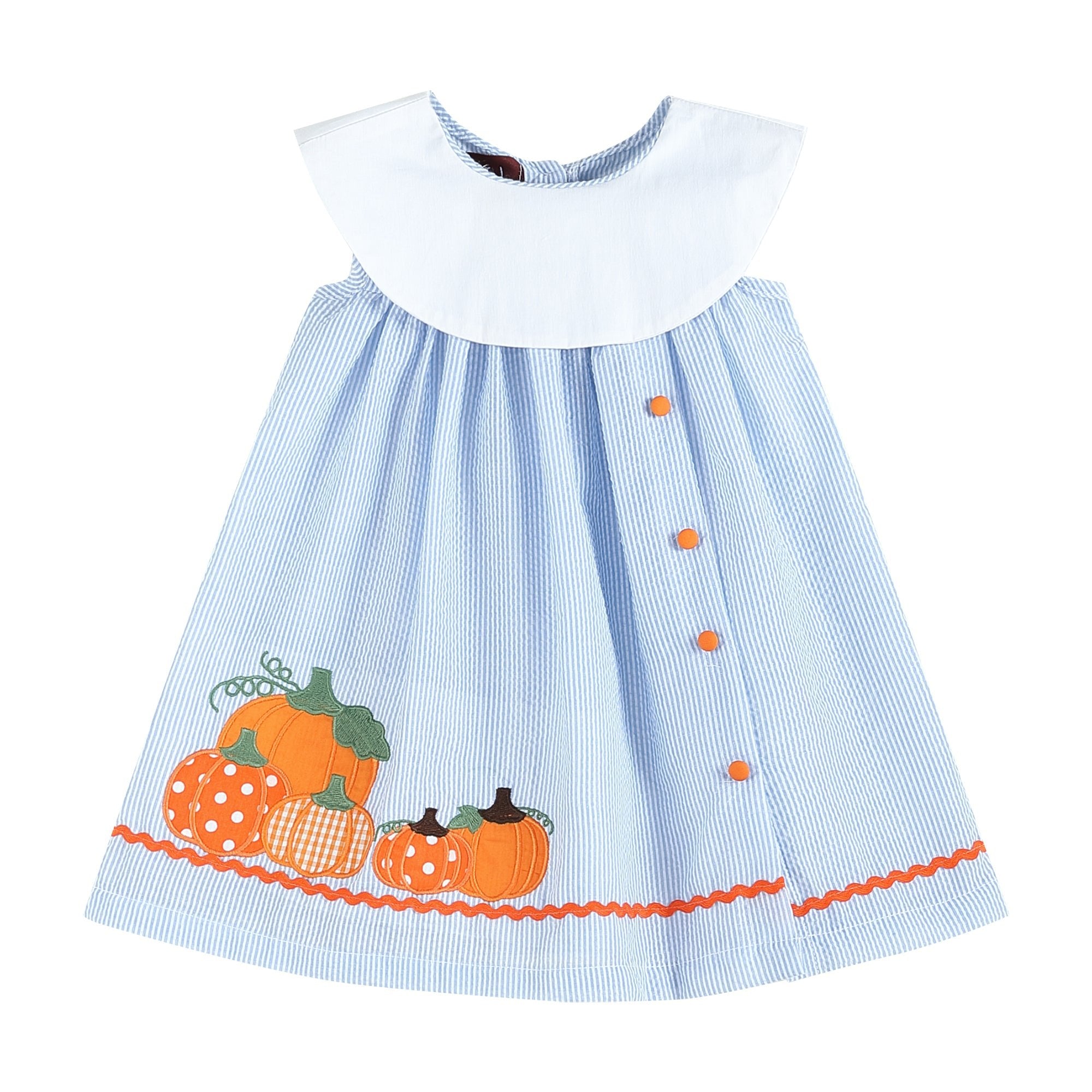Light Blue Seersucker Pumpkin Yoke Dress – Lil Cactus