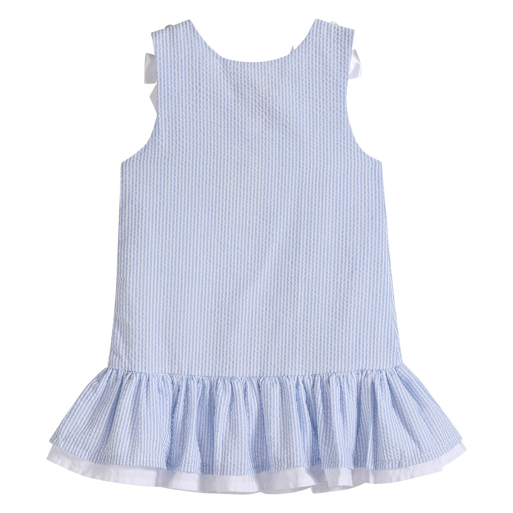 Light Blue Seersucker Ruffle Dress - Lil Cactus