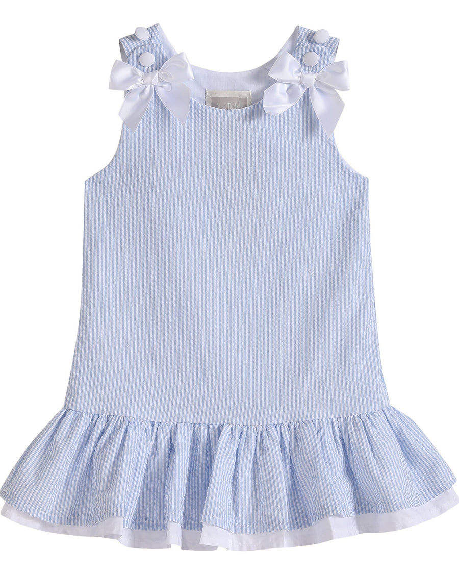 Light Blue Seersucker Ruffle Dress - Lil Cactus