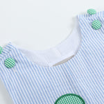 Light Blue Seersucker Turtle Shortall - Lil Cactus