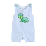 Light Blue Seersucker Turtle Shortall - Lil Cactus