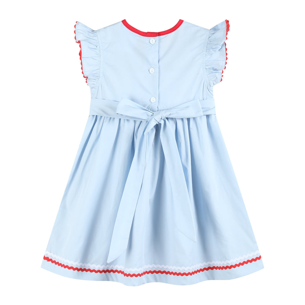 Light Blue USA Flag Smocked Dress - Lil Cactus