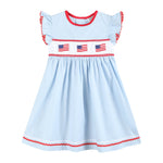 Light Blue USA Flag Smocked Dress - Lil Cactus