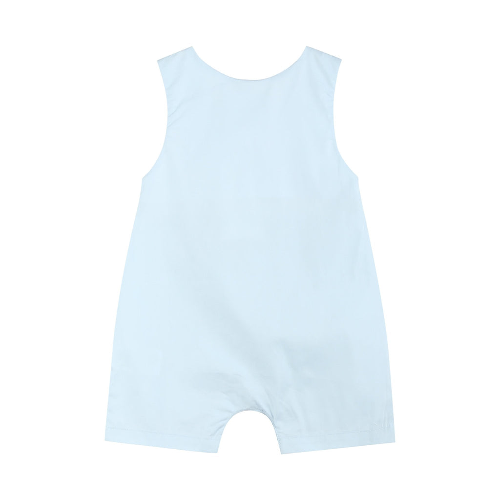 Light Blue USA Flag Smocked Shortalls - Lil Cactus