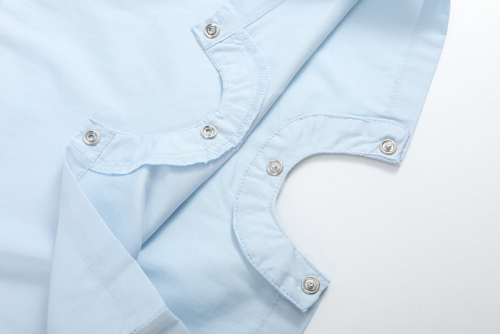 Light Blue USA Flag Smocked Shortalls - Lil Cactus