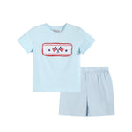 Light Blue USA Flag Smocked T-Shirt and Shorts Set - Lil Cactus