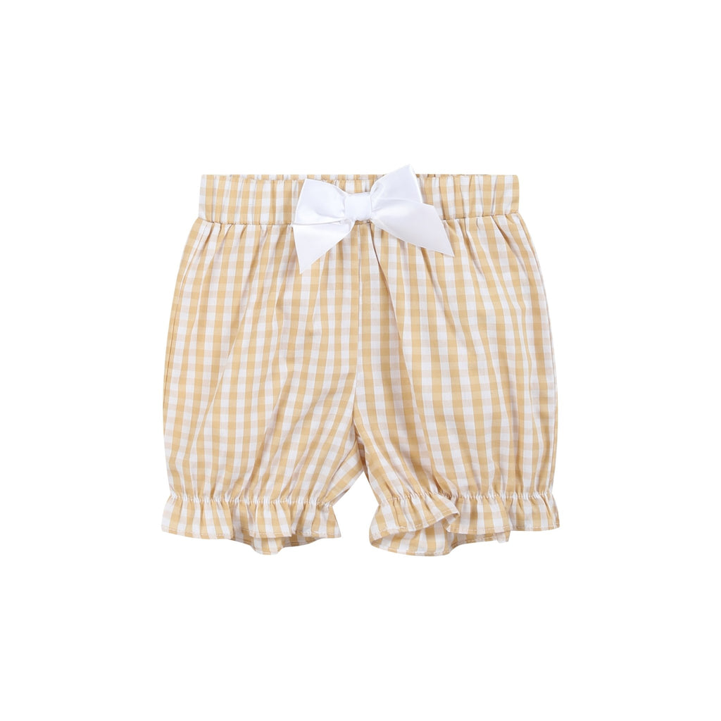 Light Brown Gingham Pumpkin Vine Dress and Bloomer Set - Lil Cactus