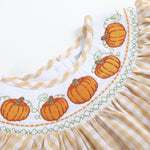 Light Brown Gingham Pumpkin Vine Dress and Bloomer Set - Lil Cactus