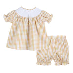 Light Brown Gingham Pumpkin Vine Dress and Bloomer Set - Lil Cactus