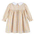 Light Brown Gingham Pumpkin Vine Ruffle Dress - Lil Cactus