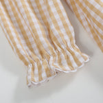 Light Brown Gingham Pumpkin Vine Ruffle Dress - Lil Cactus