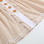 Light Brown Gingham Pumpkin Vine Ruffle Dress - Lil Cactus