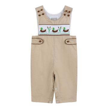 Light Brown Mallard Smocked Overalls - Lil Cactus
