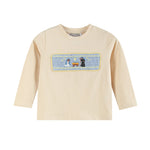 Light Brown Nativity Smocked Shirt and Blue Pants - Lil Cactus