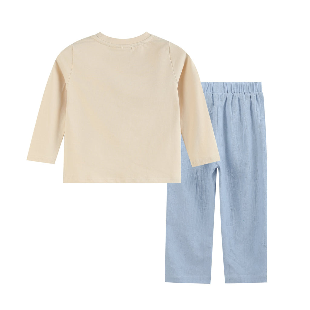 Light Brown Nativity Smocked Shirt and Blue Pants - Lil Cactus