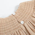 Light Brown Pinstripe Pumpkin Smocked Bishop Dress - Lil Cactus